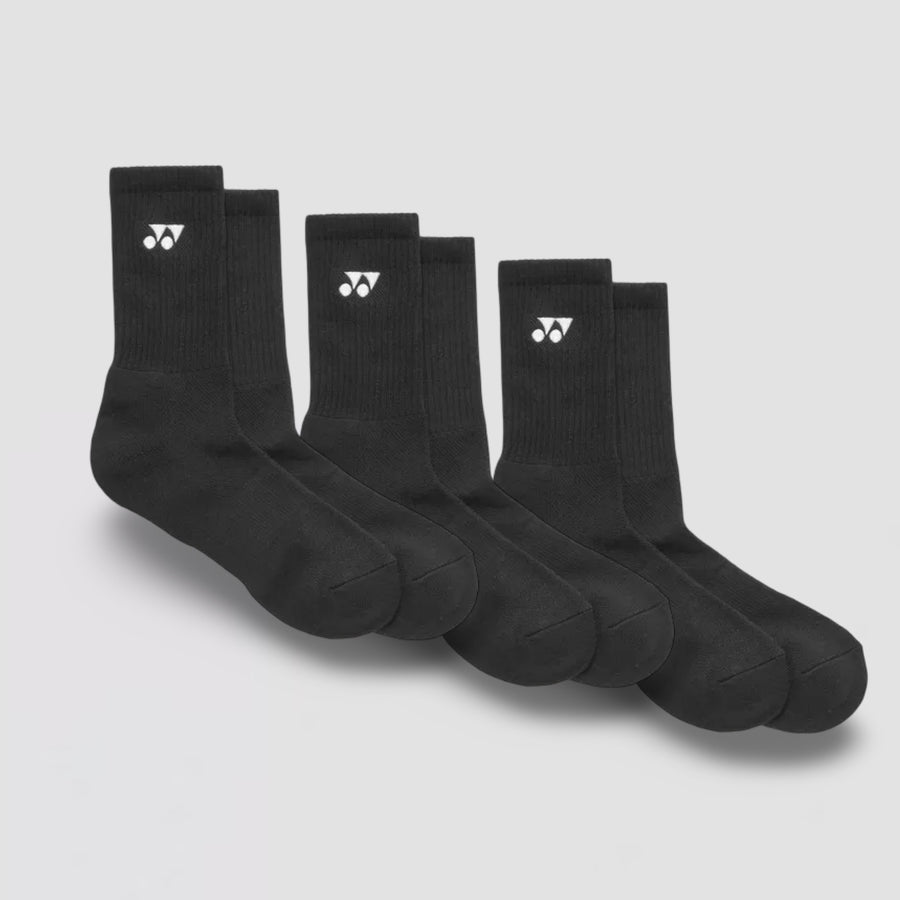 YONEX Unisex Sport Crew Socks (Pack of 3) 19256EX Black