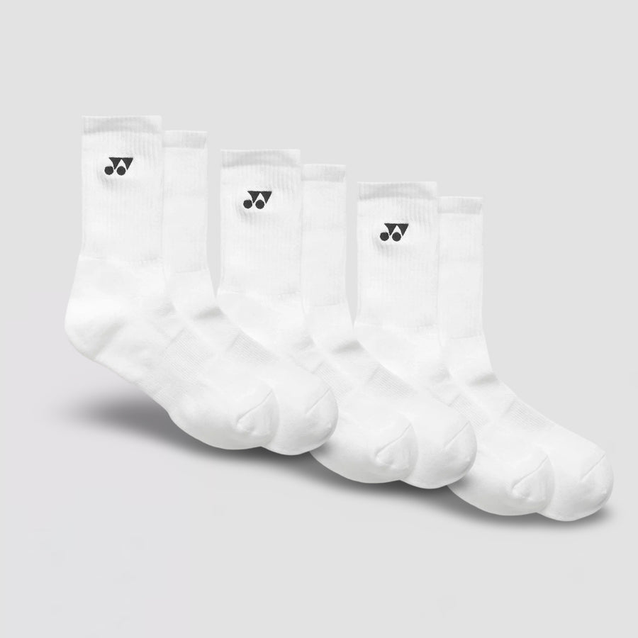 YONEX Unisex Sport Crew Socks (Pack of 3) 19256EX White