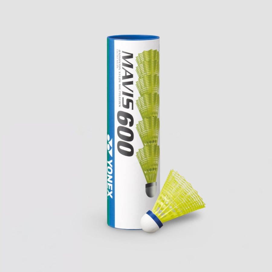 YONEX Mavis 600 Fluoro Yellow  Nylon Shuttlecocks Middle/Blue 6pcs