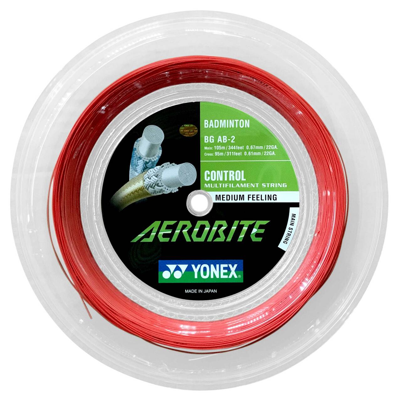 YONEX Aerobite White/Red Badminton String (200m Coil)