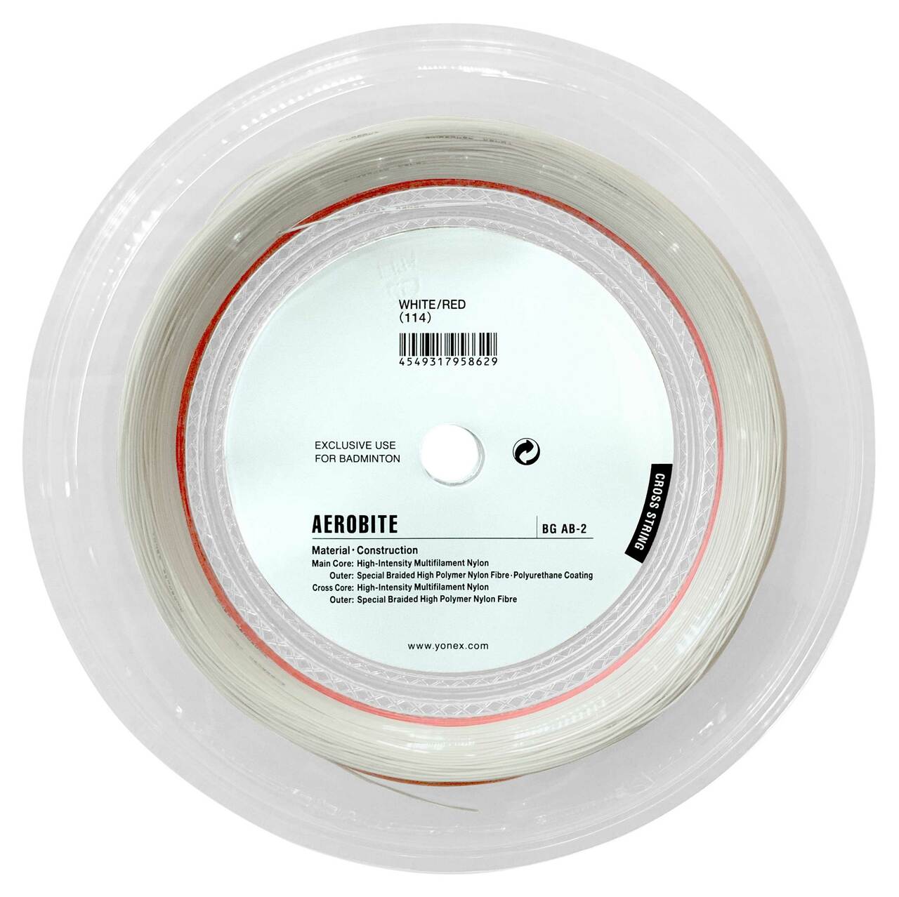 YONEX Aerobite White/Red Badminton String (200m Coil)