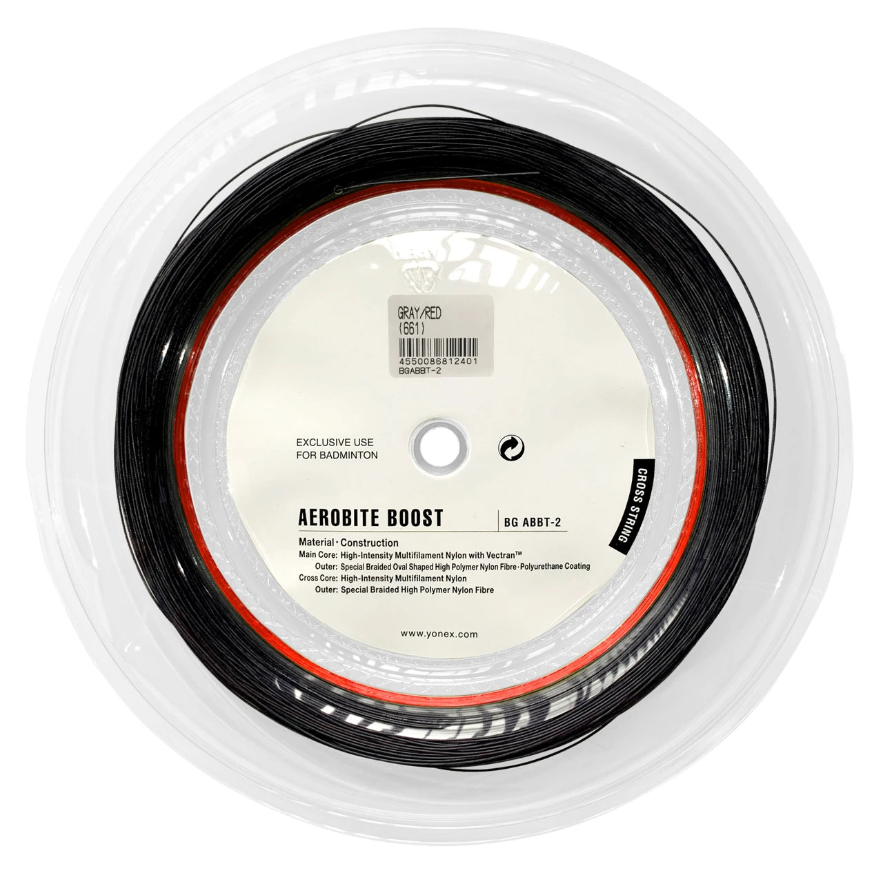 YONEX Aerobite Boost Gray/Red Badminton String (200m Coil)