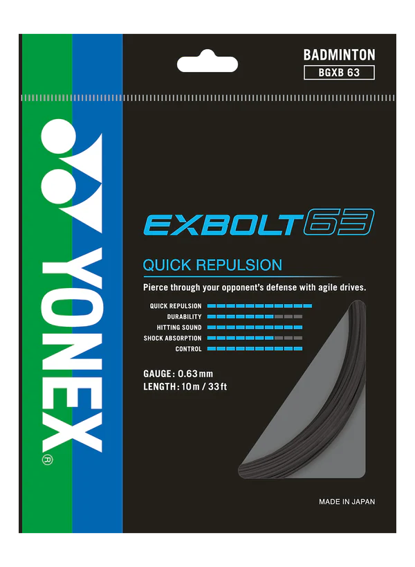 YONEX Exbolt 63 Black Badminton String 10m Packet