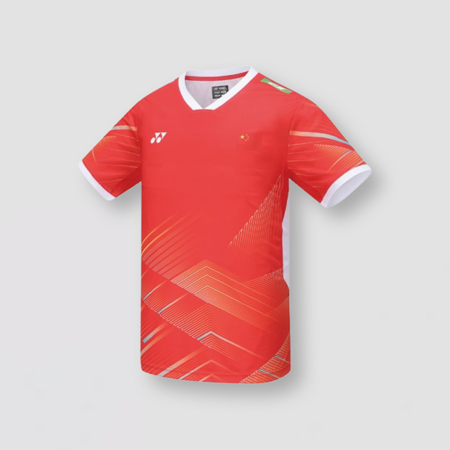 YONEX 2023 China National Team Wear Men's Crew Neck Shirt (Red) 10590EX