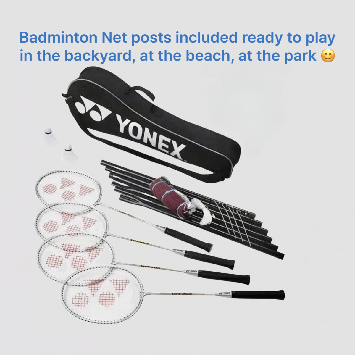 YONEX 4 Player Outdoor Badminton Set with Net and Poles