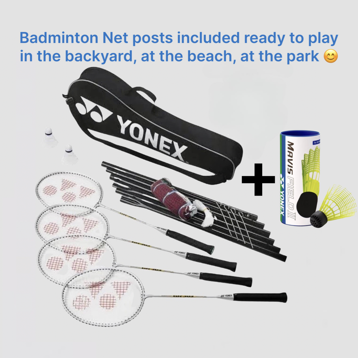 YONEX 4 Player Badminton Set Bundle